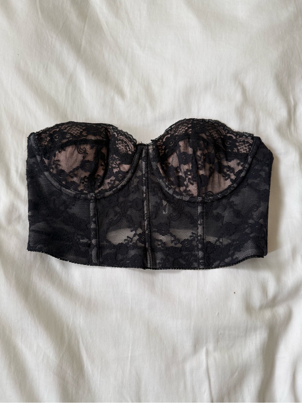 Forever 21 Black Lace Longline Bustier Crop Top